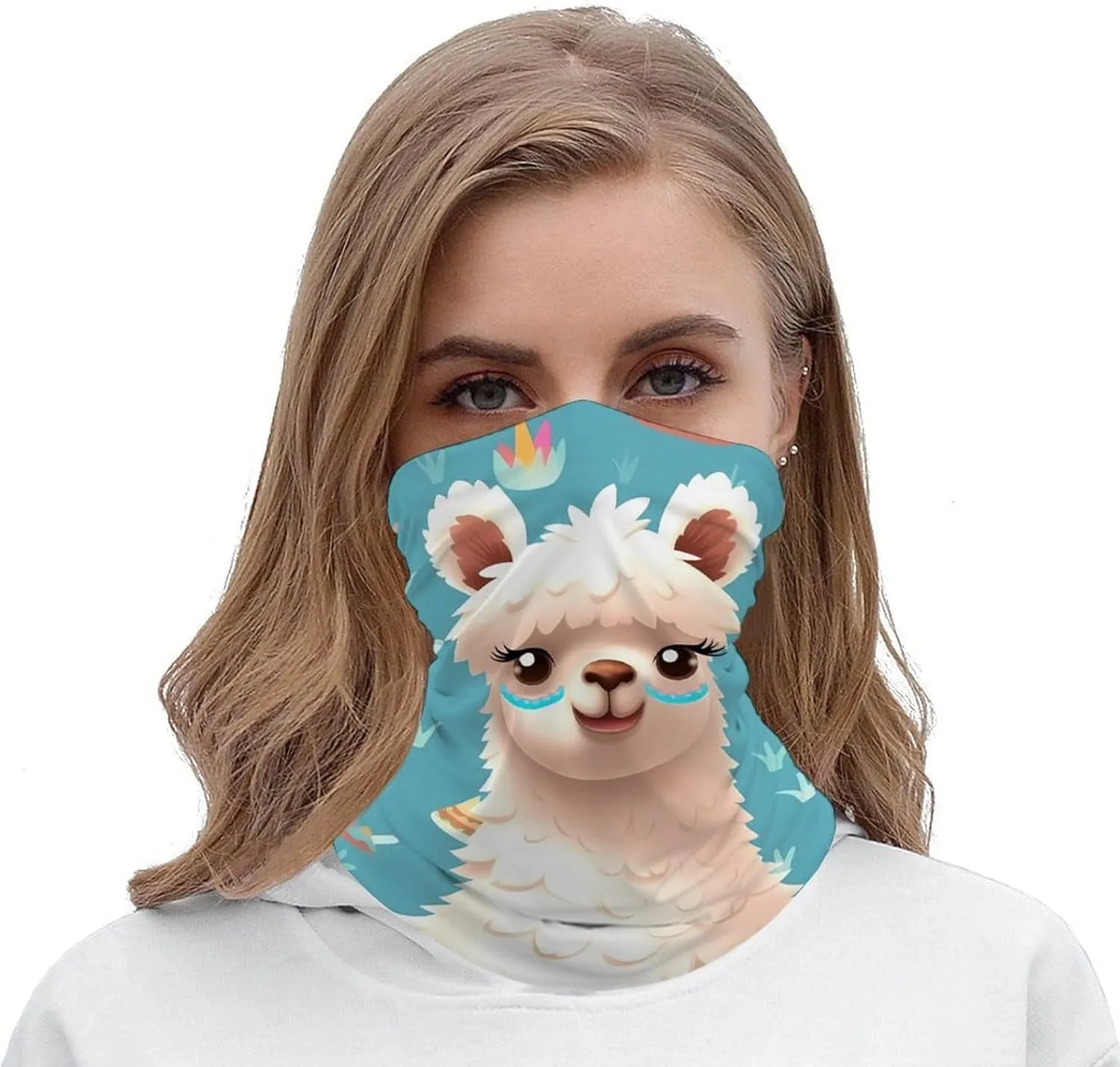 Neck Gaiter Alpaca Patterm Balaclava Breathable Neck Gaiters Windproof Scarf Face Covering for Women Men