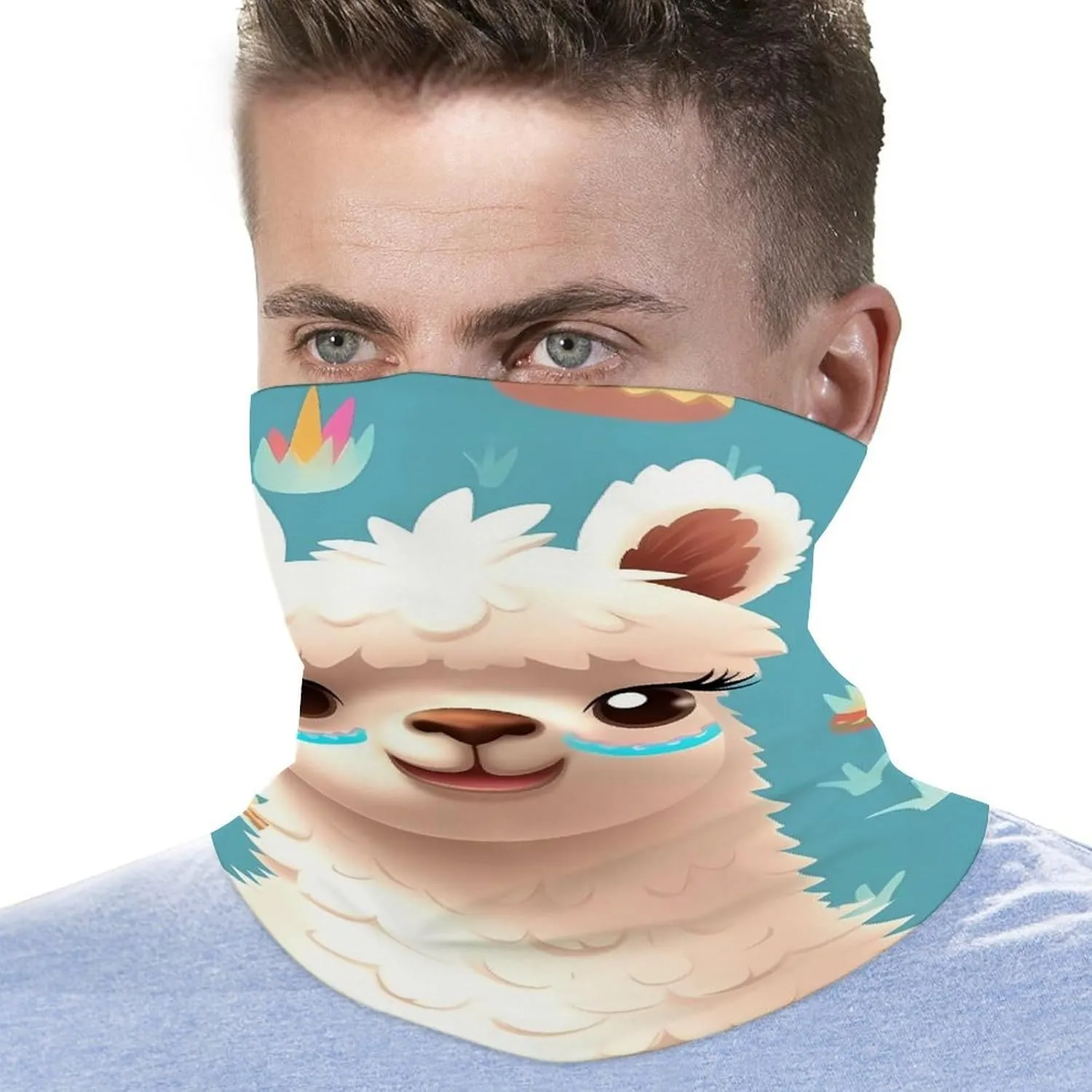 Neck Gaiter Alpaca Patterm Balaclava Breathable Neck Gaiters Windproof Scarf Face Covering for Women Men