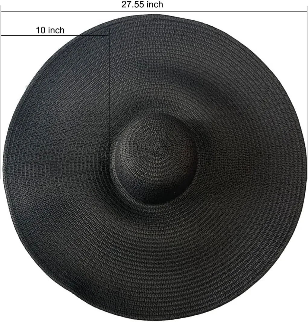 Oversized Beach Straw Hats for Women Extra Large Wide Brim Beach Hat Foldable Roll up Floppy Sun Hat