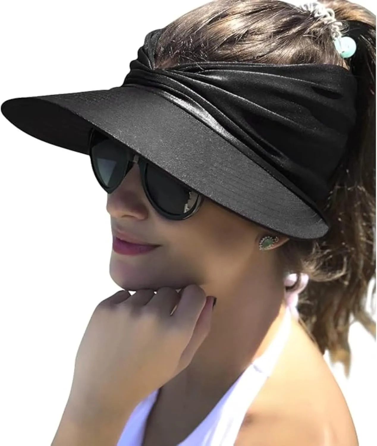 Peshoriadm Summer Women's Sun Hat, Elastic Top Ponytail Sun Beach Hats,Peshoriadm Sun Hats,Adjustable Golf Wide Brim Cap