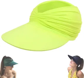 Peshoriadm Summer Women's Sun Hat, Elastic Top Ponytail Sun Beach Hats,Peshoriadm Sun Hats,Adjustable Golf Wide Brim Cap
