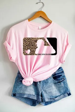 Pink Baseball Home Run Graphic T-shirt