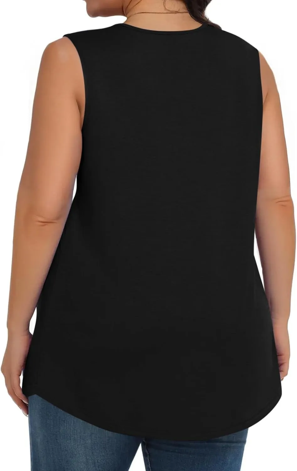 Plus Size Tank Tops Women Casual Summer Sleeveless Tee Round-Neck Pleated T Shirt Loose Flowy Shirts Blouses Tee L-5XL