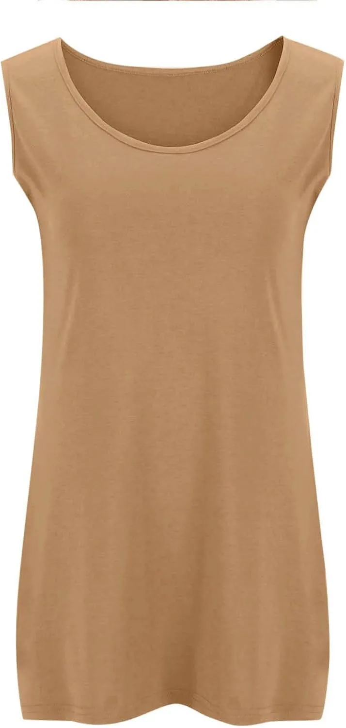 Plus Size Tops for Women Loose Fit Tank Top Summer Casual Scoop Neck Trendy Sleeveless Shirts Fashion Flowy Blouse