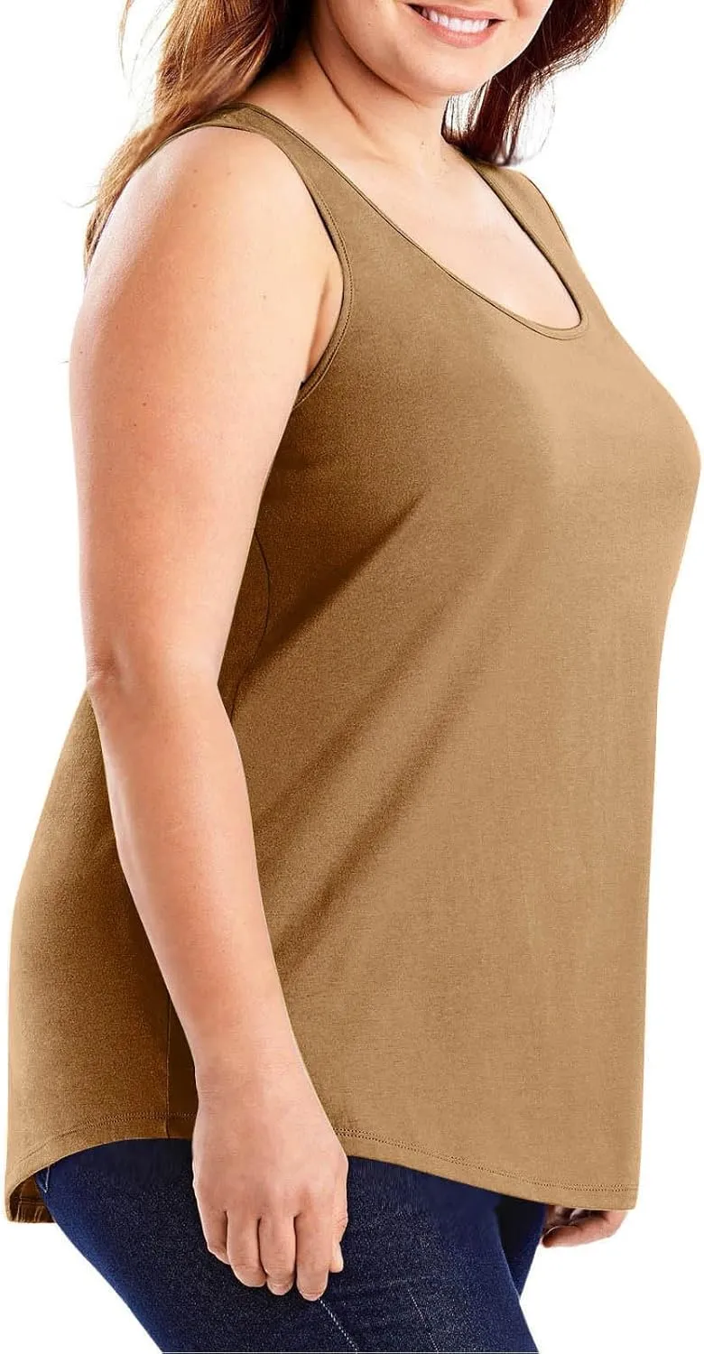 Plus Size Tops for Women Loose Fit Tank Top Summer Casual Scoop Neck Trendy Sleeveless Shirts Fashion Flowy Blouse