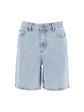 Rhinestone Embellished Denim Shorts