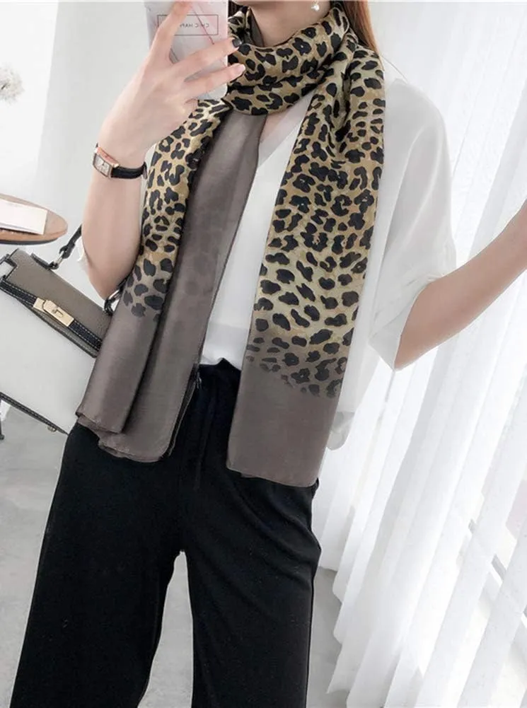Silk Scarf for Women Fashion Floral Printed Large Lightweight Sunscreen Shawls Wraps Headscarf