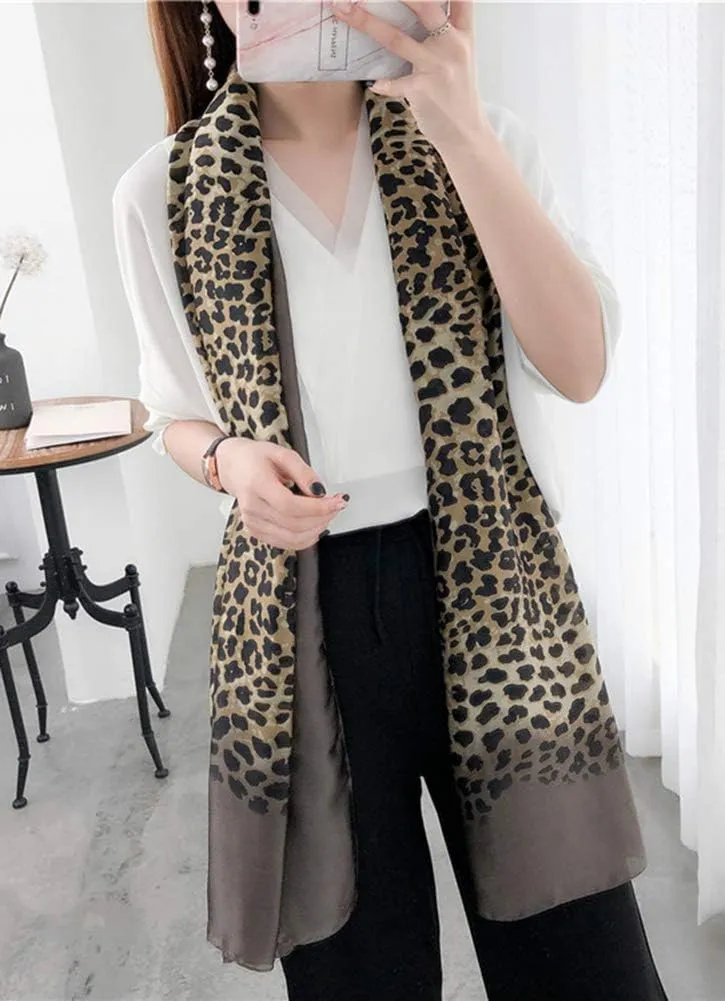 Silk Scarf for Women Fashion Floral Printed Large Lightweight Sunscreen Shawls Wraps Headscarf