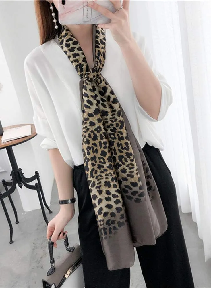Silk Scarf for Women Fashion Floral Printed Large Lightweight Sunscreen Shawls Wraps Headscarf