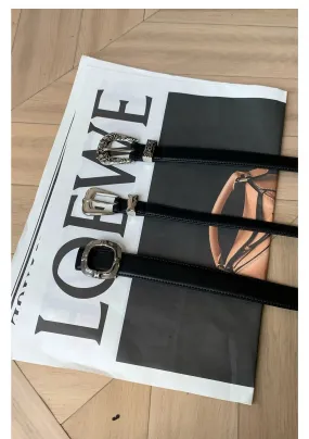 Stylish Leather Belts with Decorative Buckles
