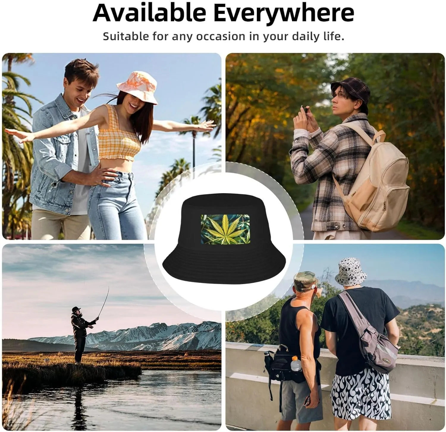 Sun Hats for Women Men Beach Bucket Hat Haunted Horror Wallpaper Hat Cotton Summer Fishing Hat Sun UPF 50 
