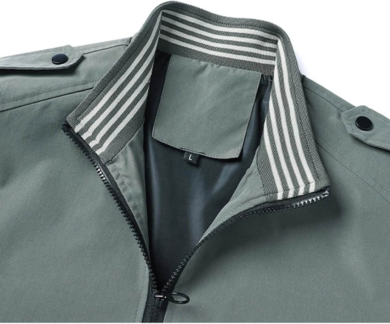 Thatrich Bomber Jacket for Men Light Zip Up Jackets Lapel Long Sleeve Coat Fall Trendy Outer wear Windbreaker Jacket Slim Fit