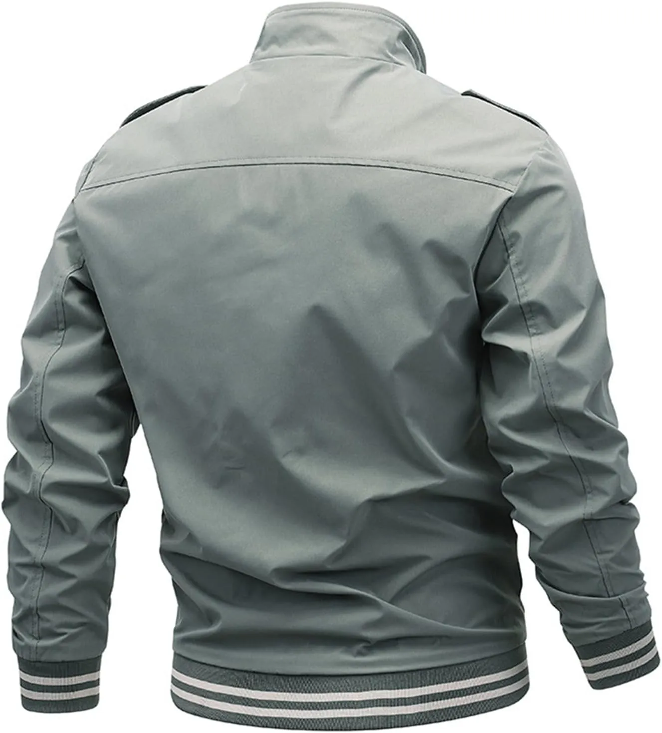 Thatrich Bomber Jacket for Men Light Zip Up Jackets Lapel Long Sleeve Coat Fall Trendy Outer wear Windbreaker Jacket Slim Fit