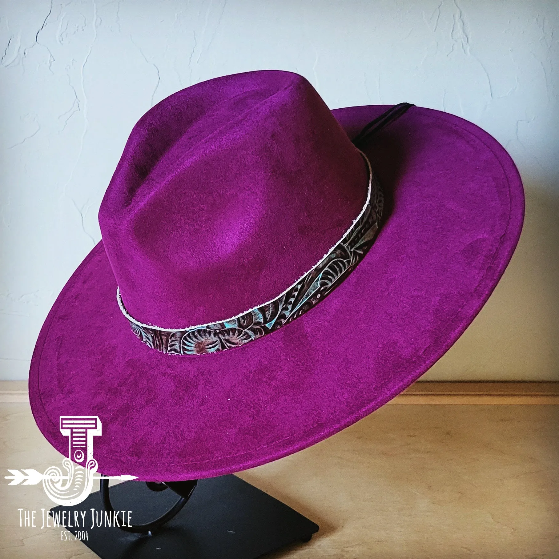 Turquoise Floral Western Leather Band w/ Choice of Boho Hat 984z