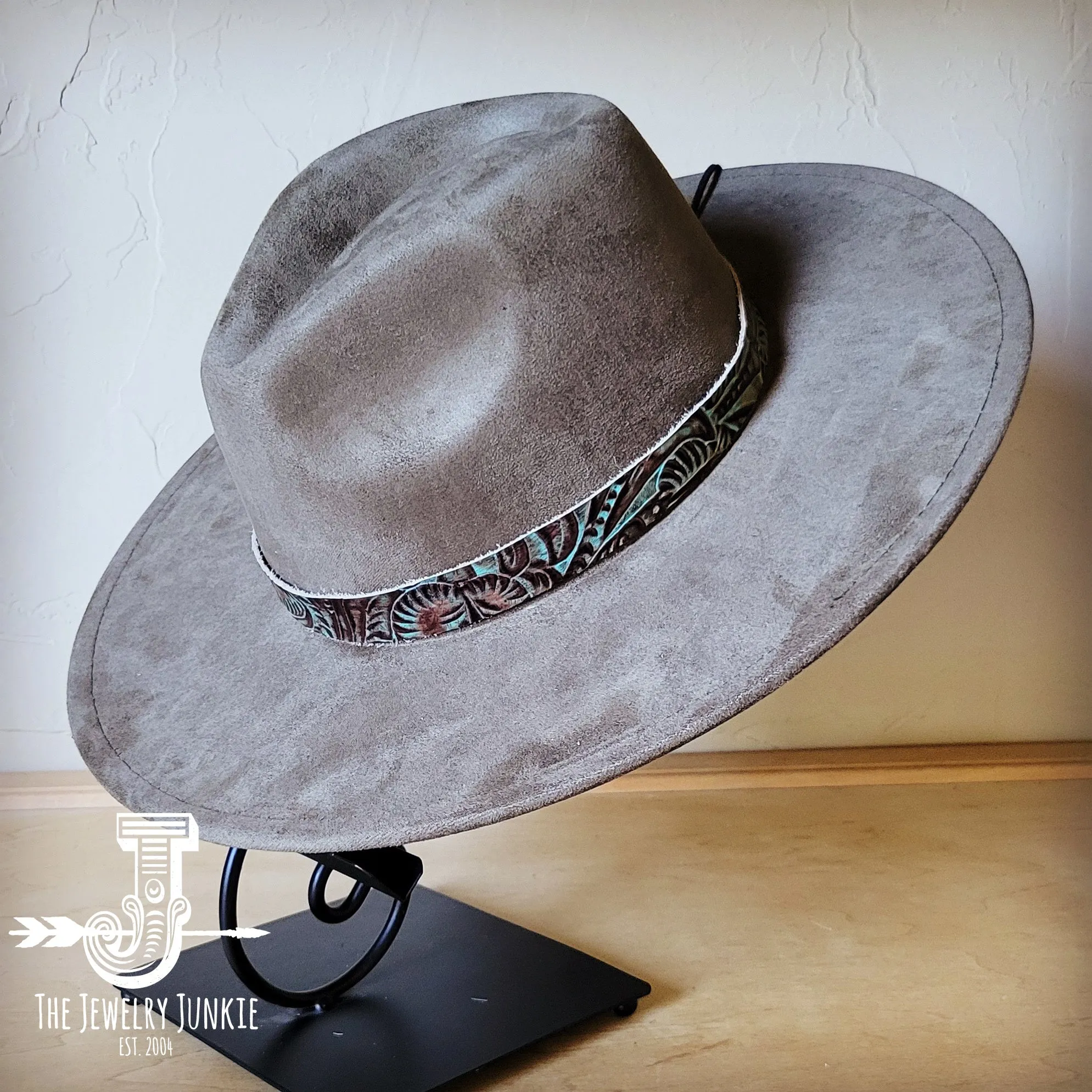 Turquoise Floral Western Leather Band w/ Choice of Boho Hat 984z