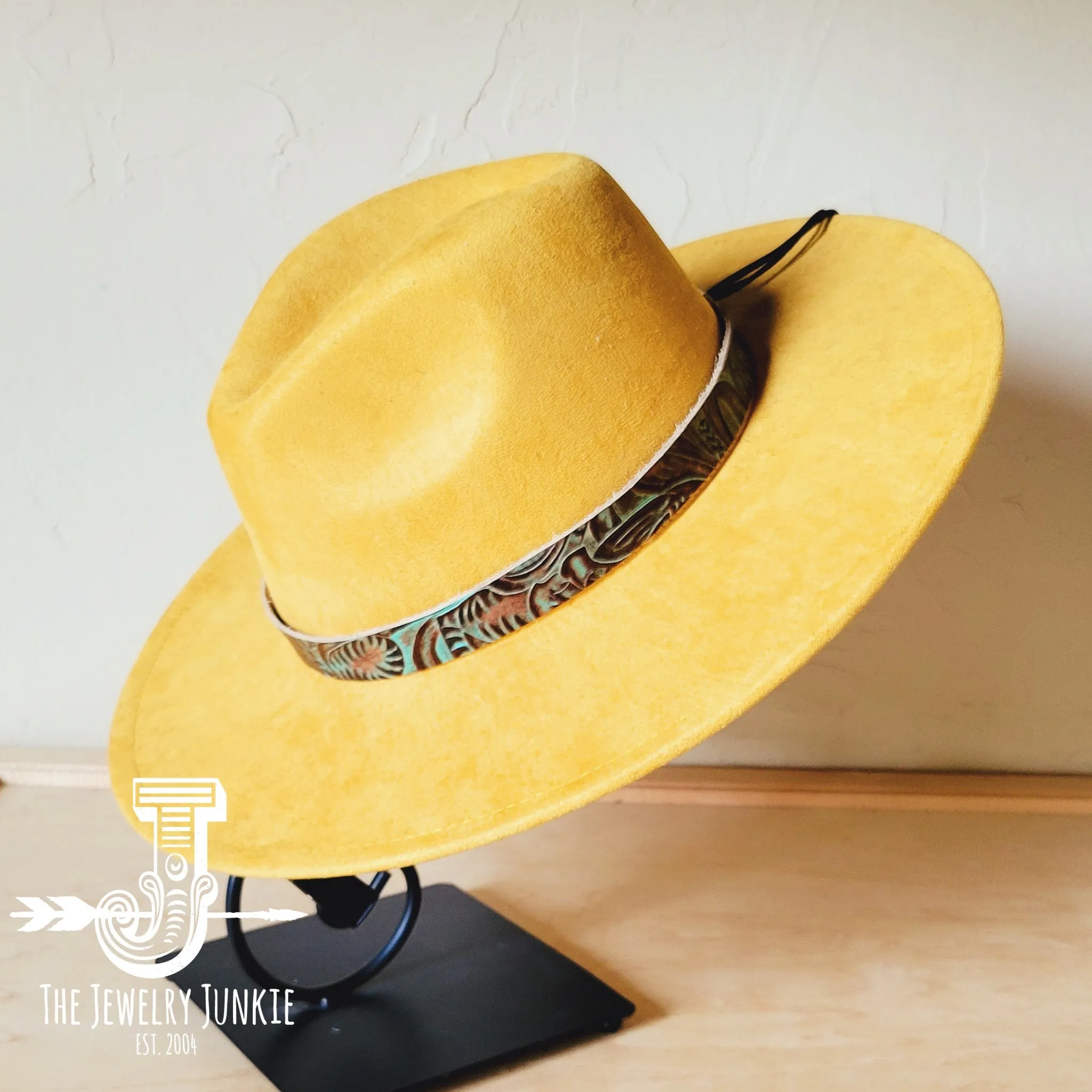 Turquoise Floral Western Leather Band w/ Choice of Boho Hat 984z