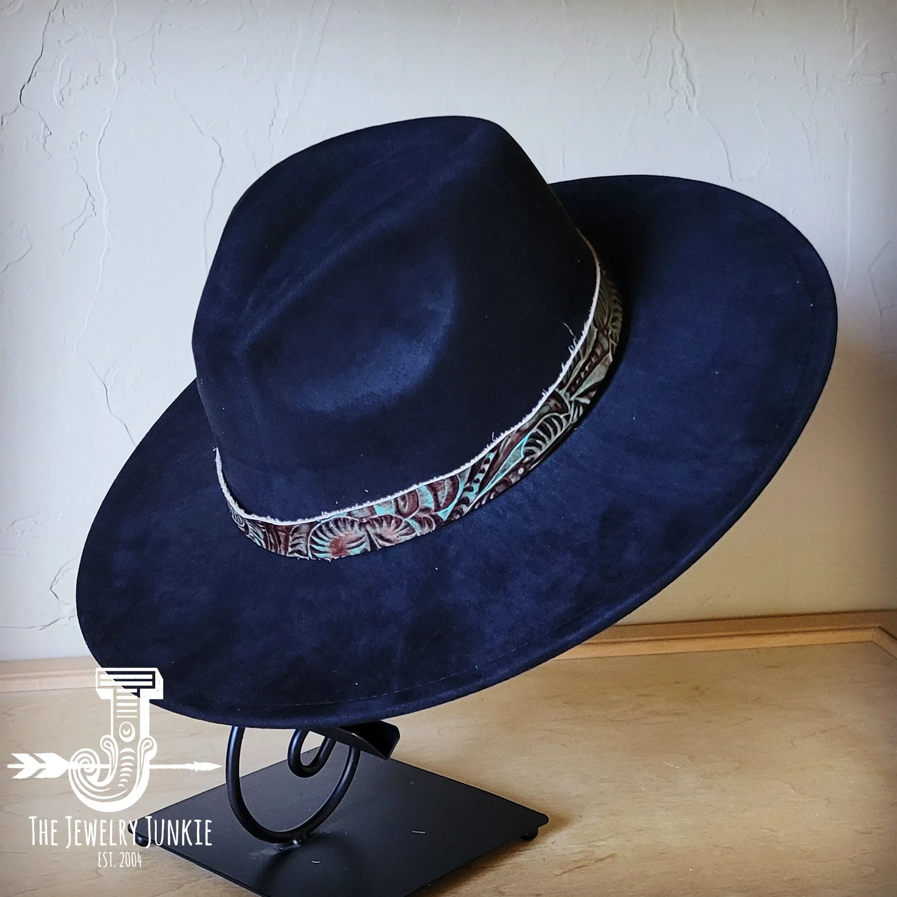 Turquoise Floral Western Leather Band w/ Choice of Boho Hat 984z