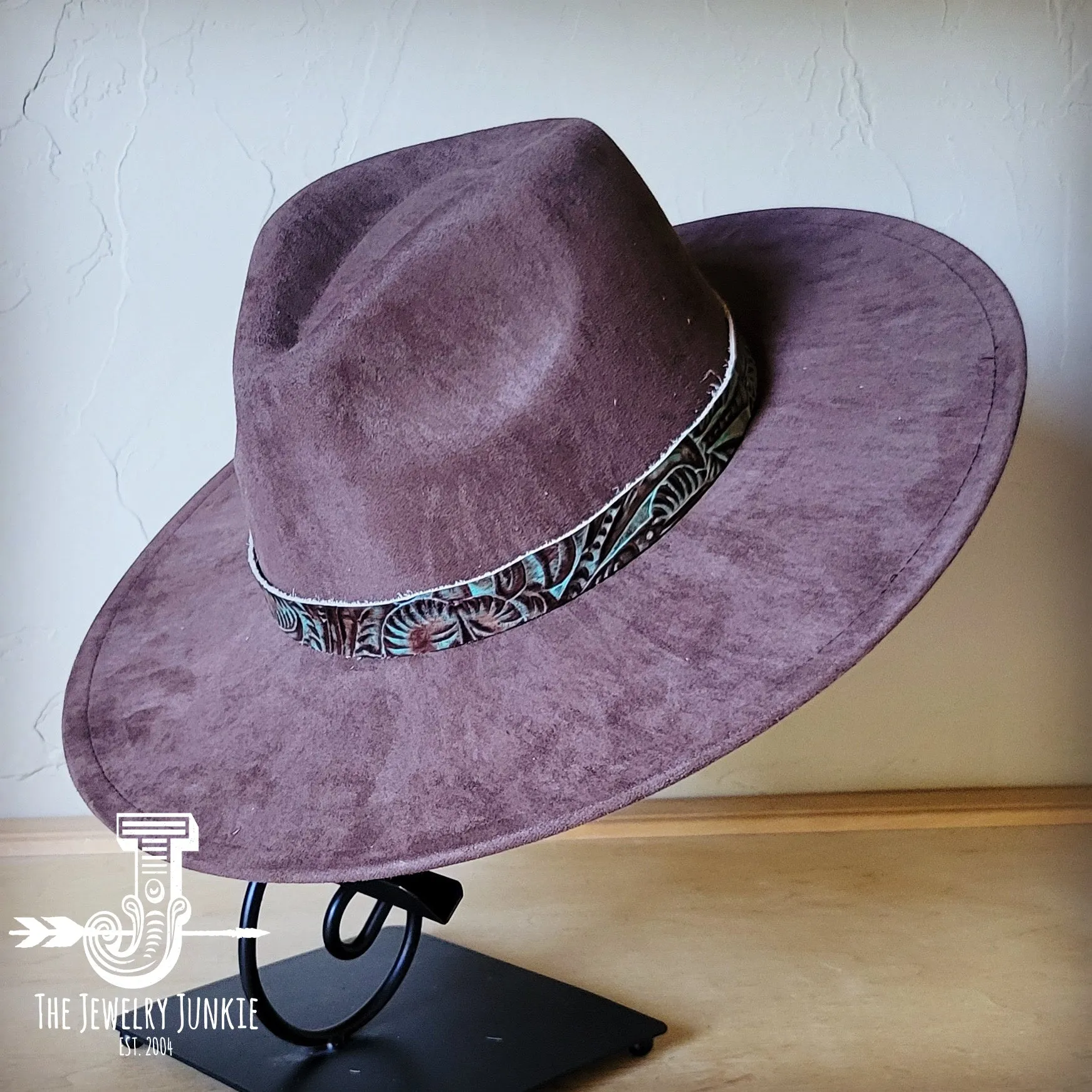 Turquoise Floral Western Leather Band w/ Choice of Boho Hat 984z