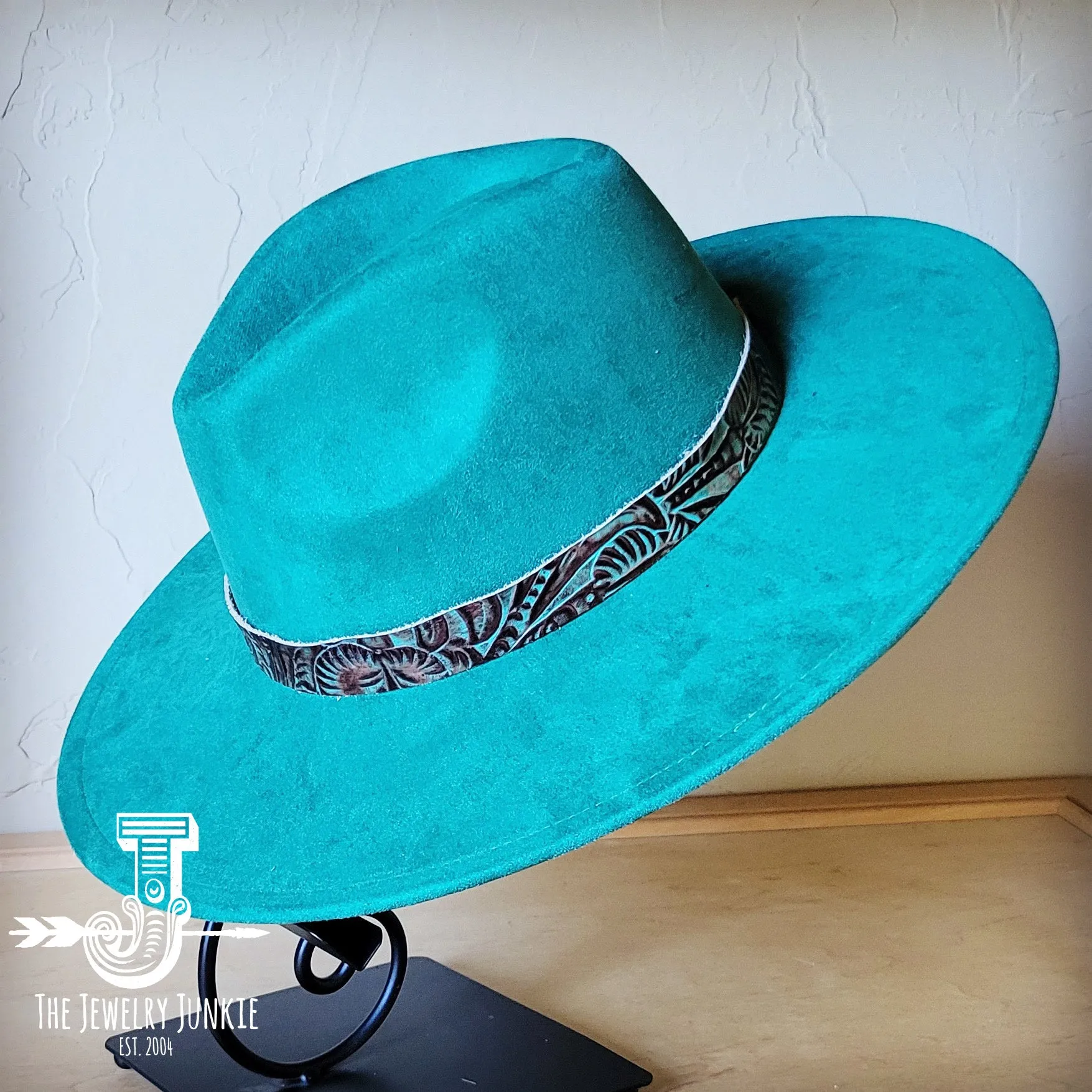 Turquoise Floral Western Leather Band w/ Choice of Boho Hat 984z