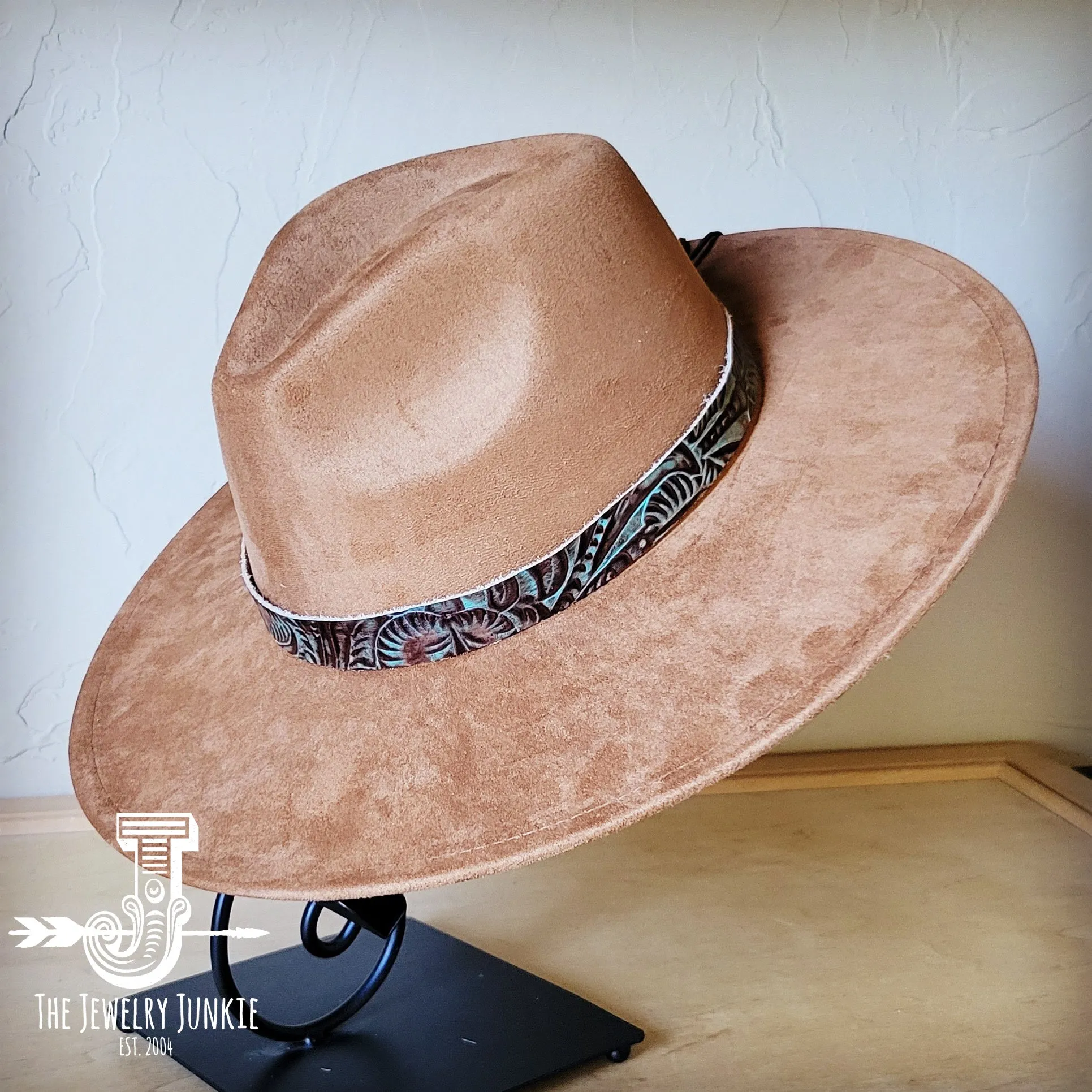 Turquoise Floral Western Leather Band w/ Choice of Boho Hat 984z