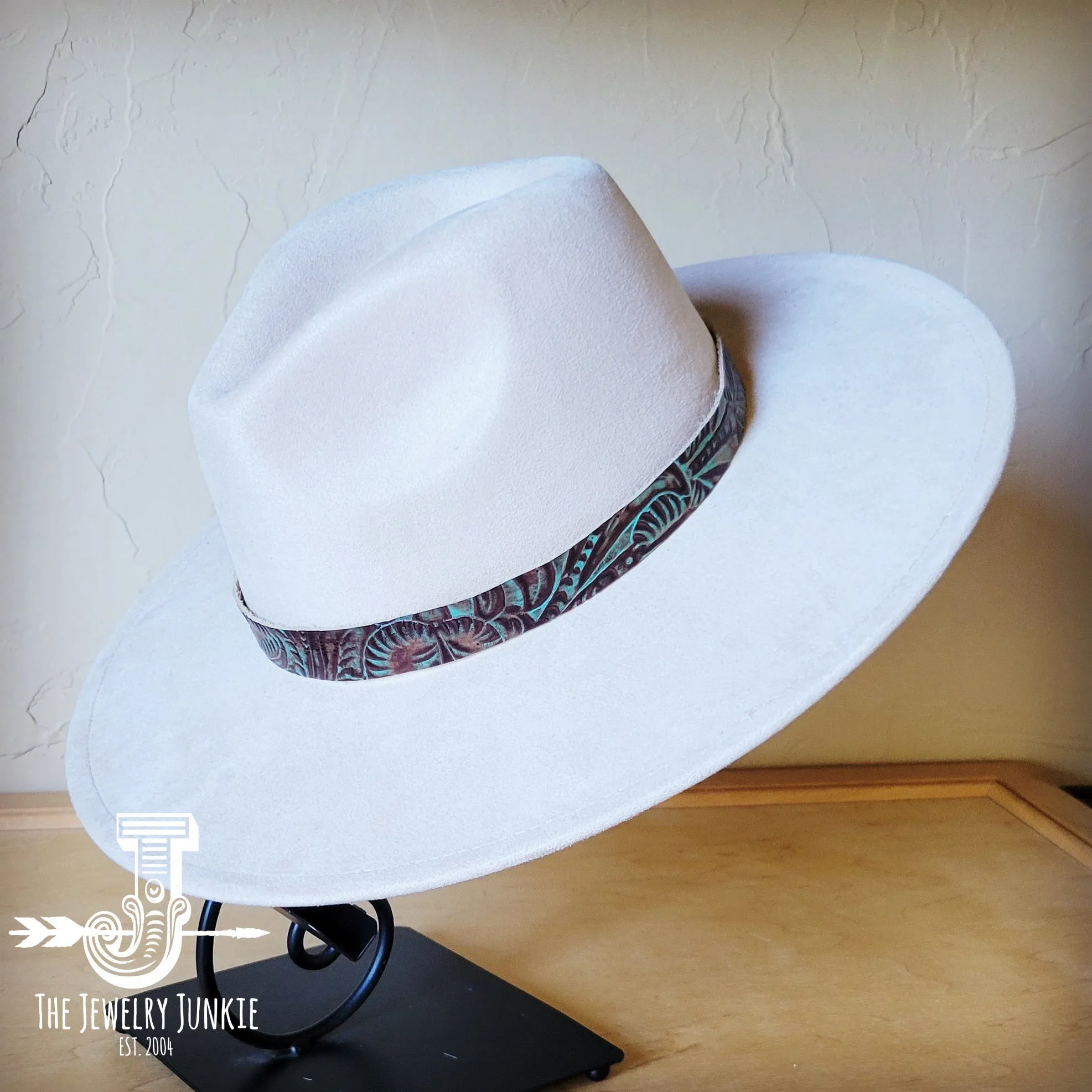 Turquoise Floral Western Leather Band w/ Choice of Boho Hat 984z
