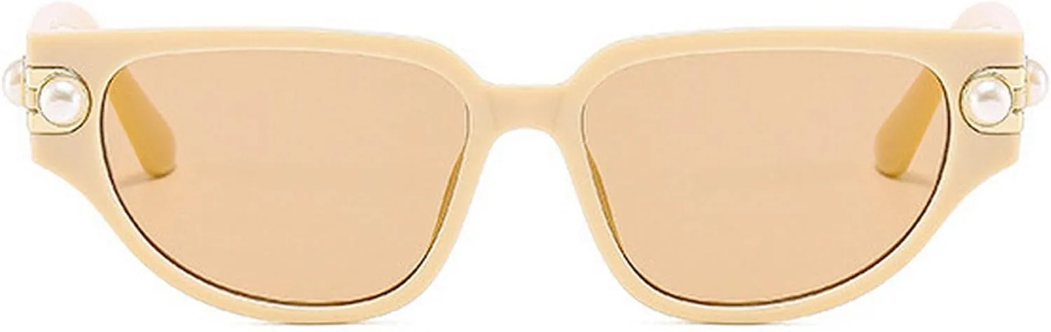 Vintage Cat Eye Sunglasses Women Sun Glasses For Female Luxury Pearl Sunglasses Trendy Sexy Ladies Elegant Eyeglasses UV400