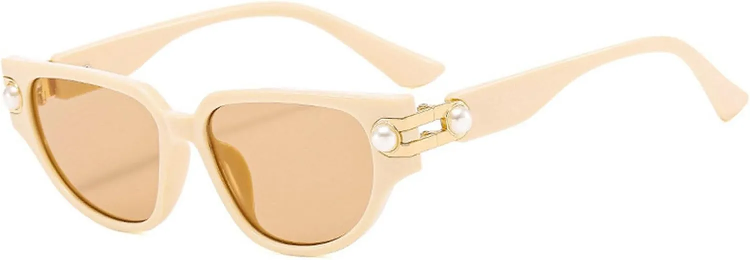 Vintage Cat Eye Sunglasses Women Sun Glasses For Female Luxury Pearl Sunglasses Trendy Sexy Ladies Elegant Eyeglasses UV400