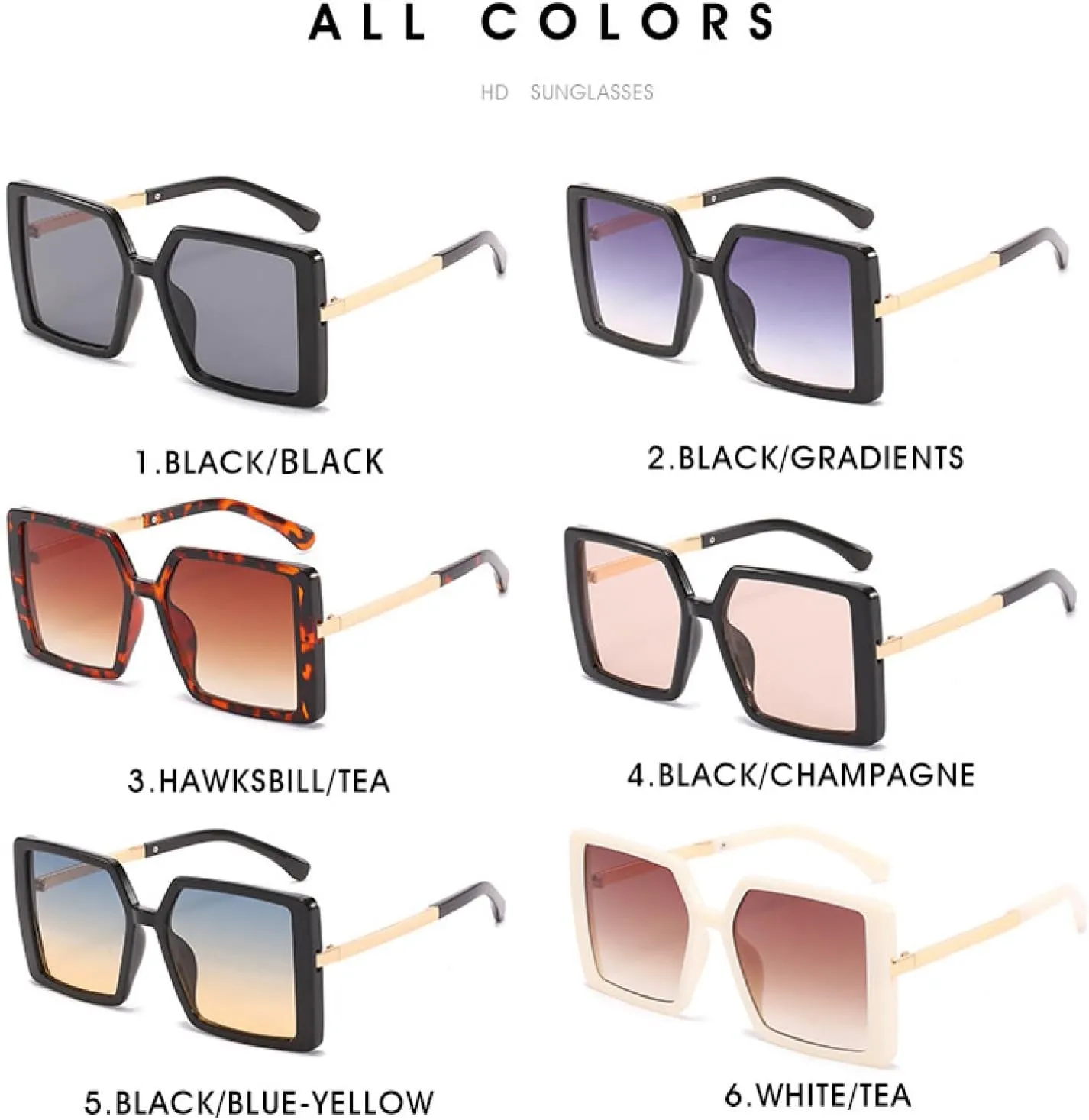 Vintage Oversized Sunglasses Women Men Retro Big Frames Sun Glasses Shade Eyewear Lady Luxury Uv400