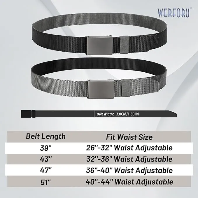 WERFORU Men Tactical Belt Nylon Belt for Men Golf Belt Reversible Belt with Flip-Top Metal Buckle Hiking Work-2-in-1 Belt