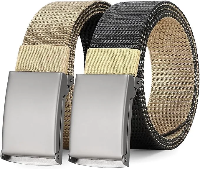 WERFORU Men Tactical Belt Nylon Belt for Men Golf Belt Reversible Belt with Flip-Top Metal Buckle Hiking Work-2-in-1 Belt