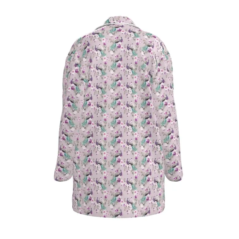 Womens Luxury Pyjama Shirt - Peacock Light Botanicals Collection
