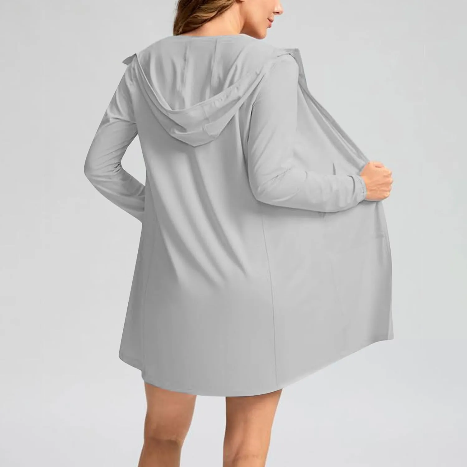 Women's UPF 50  Swim Cover Up Sun Protection Hoodie Long Jacket SPF Lightweight Performance Beach Coverups with Pocket