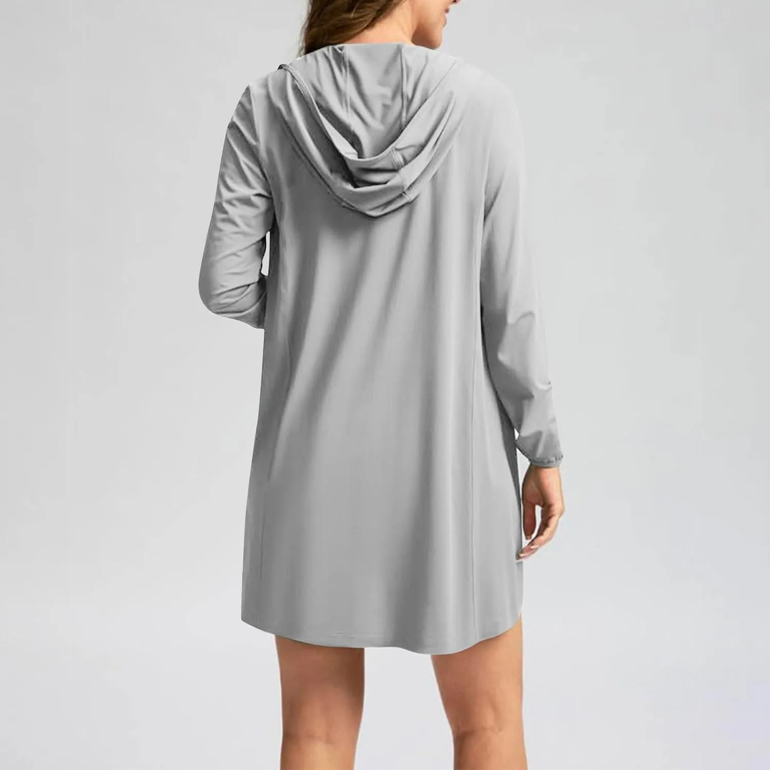 Women's UPF 50  Swim Cover Up Sun Protection Hoodie Long Jacket SPF Lightweight Performance Beach Coverups with Pocket